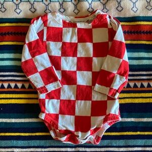 Marimekko — Unisex Baby Onesie — Red/White checkerboard — 100% Cotton — 9M